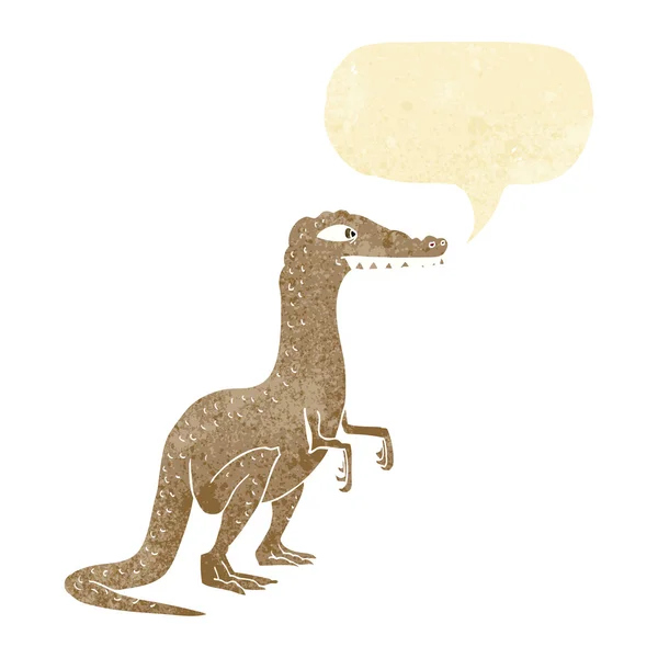 Desen animat dinozaur cu balon de vorbire — Vector de stoc