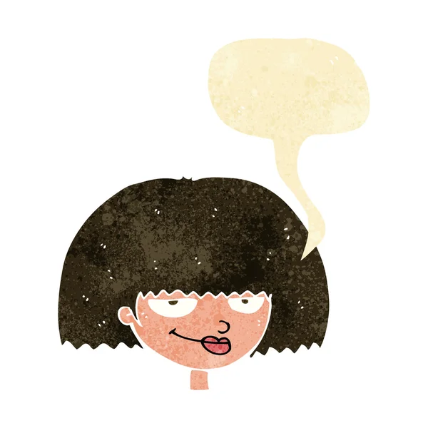 Cartoon mean female face with speech bubble — Stock Vector