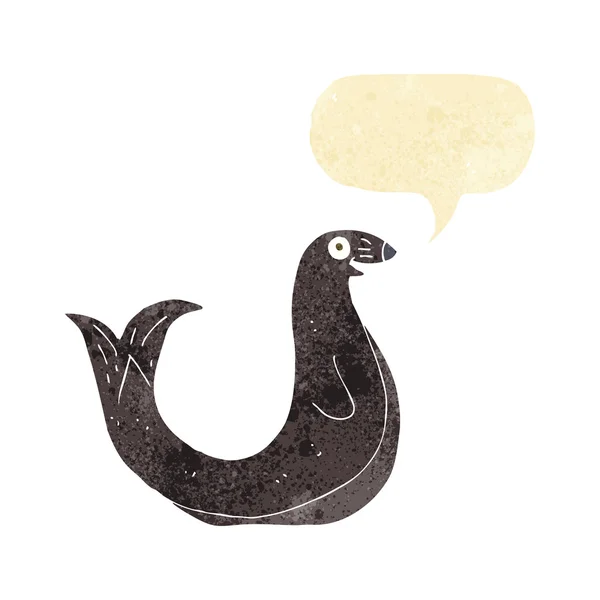 Karikatur glücklicher Robben mit Sprechblase — Stockvektor