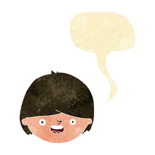 Dibujos animados cara feliz con burbuja de habla — Archivo Imágenes Vectoriales