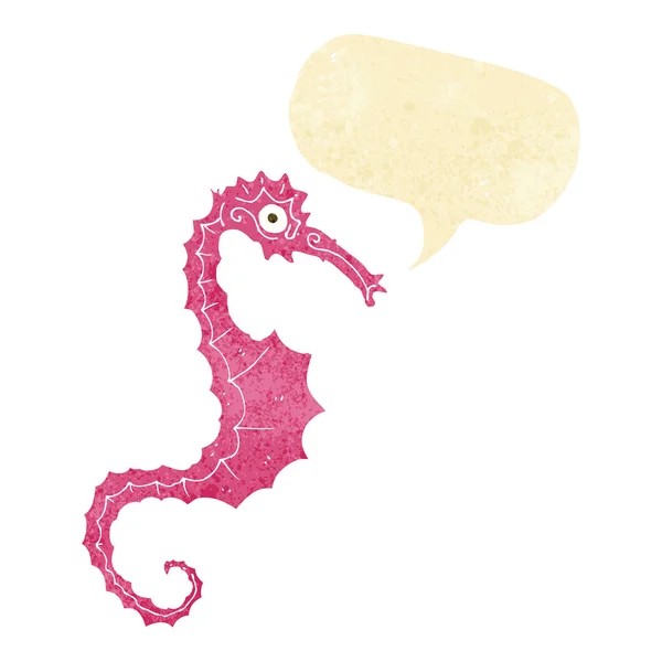 Kuda laut kartun dengan gelembung ucapan - Stok Vektor