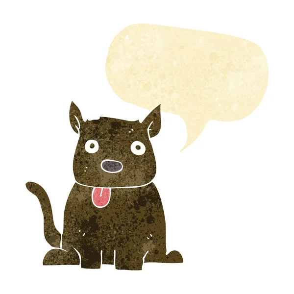 Cartoon dog sticking out tongue with speech bubble — Stock Vector