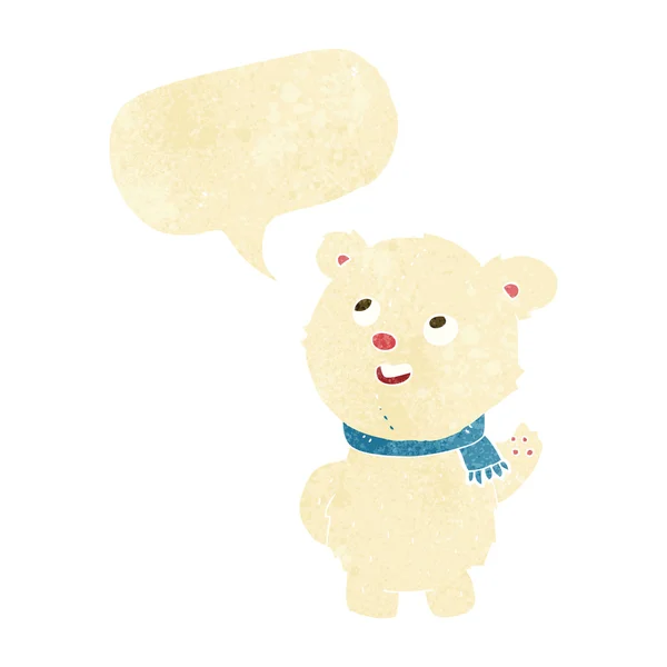 Desenho animado filhote de urso polar bonito com bolha de fala — Vetor de Stock