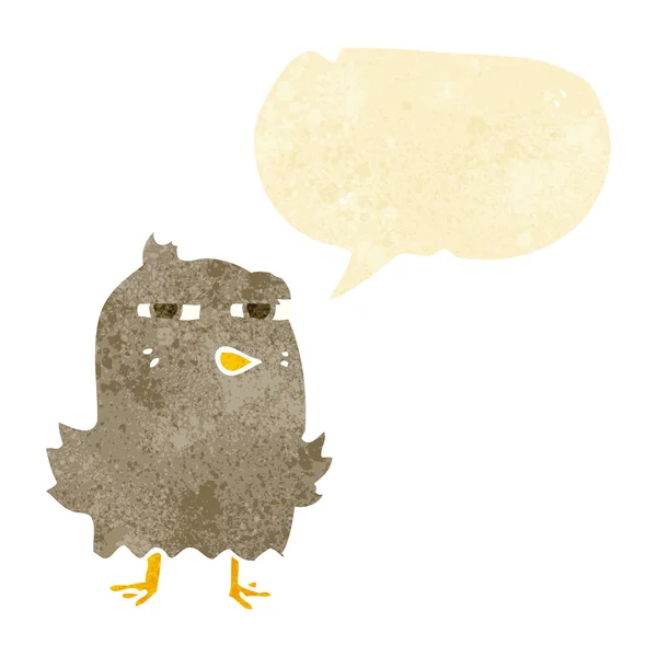 Забавная мультяшная птица с говорящим мыльным пузырем — стоковый вектор