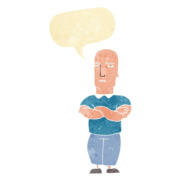 Καρτούν ενόχλησε φαλακρός άνθρωπος με φούσκα ομιλία — Διανυσματικό Αρχείο