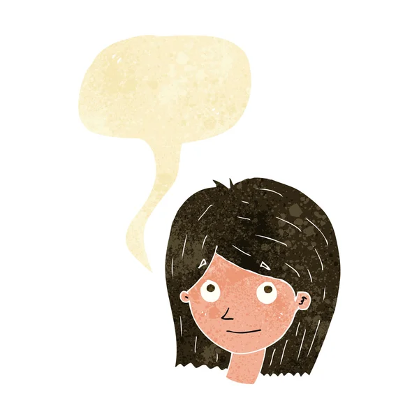 卡通片中快乐的女性面对着言语泡沫 — 图库矢量图片