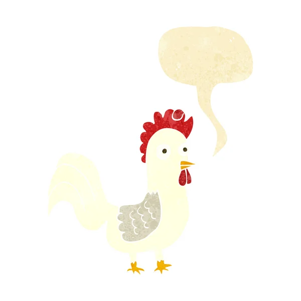 Cartoon rooster with speech bubble — Stock Vector