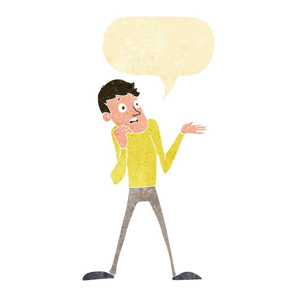 Karikatur nervöser Mann mit Sprechblase — Stockvektor