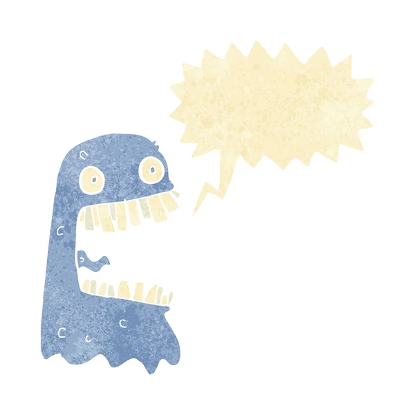 Desenho animado fantasma grosseiro com bolha de fala — Vetor de Stock