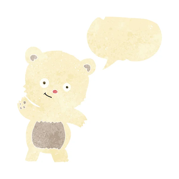 Carino cartone animato orso polare con bolla discorso — Vettoriale Stock