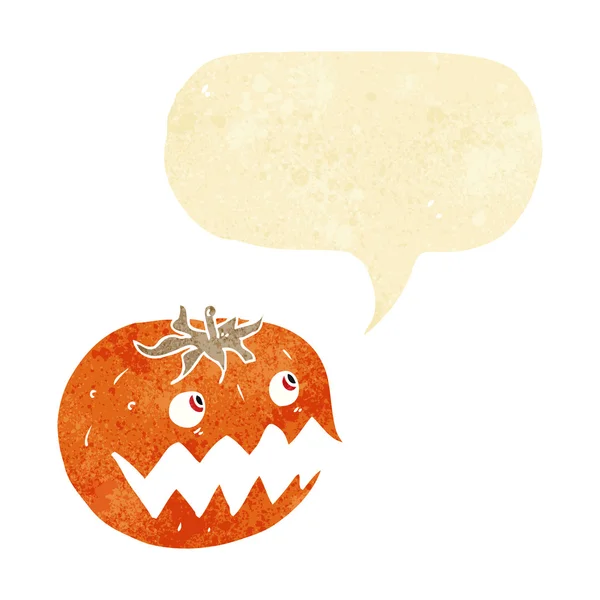 Cartoon pumpkin with speech bubble — Stock Vector