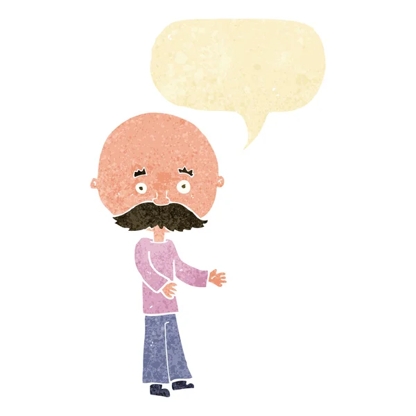 Hombre de dibujos animados con bigote con burbuja de habla — Archivo Imágenes Vectoriales