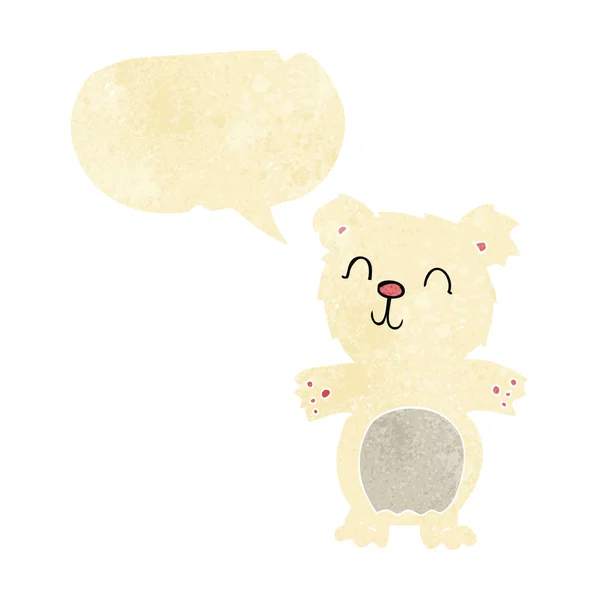 Cartoon cute polar bear cub with speech bubble — Stock Vector