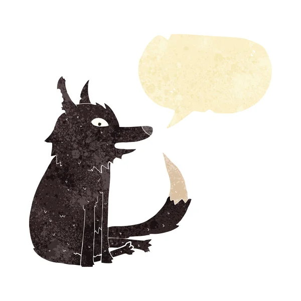 Мультяшный волк сидит с пузырьком речи — стоковый вектор