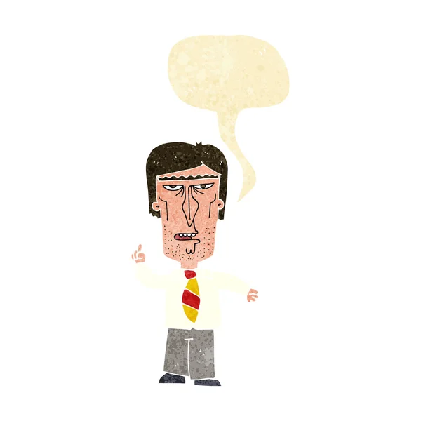 Dibujos animados jefe gruñón con burbuja de habla — Vector de stock