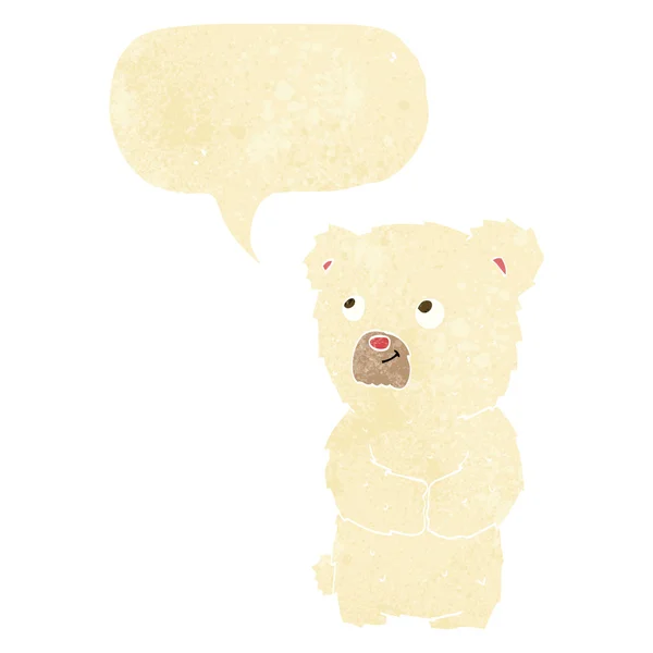 Filhote de urso polar dos desenhos animados com bolha de fala — Vetor de Stock