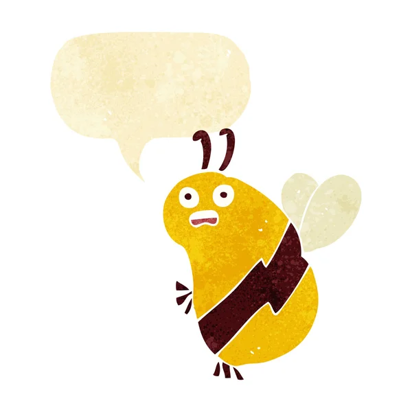 Funny cartoon bee with speech bubble — Stock Vector