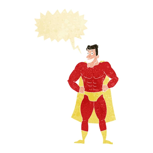 Cartoon superhero with speech bubble — Stock Vector