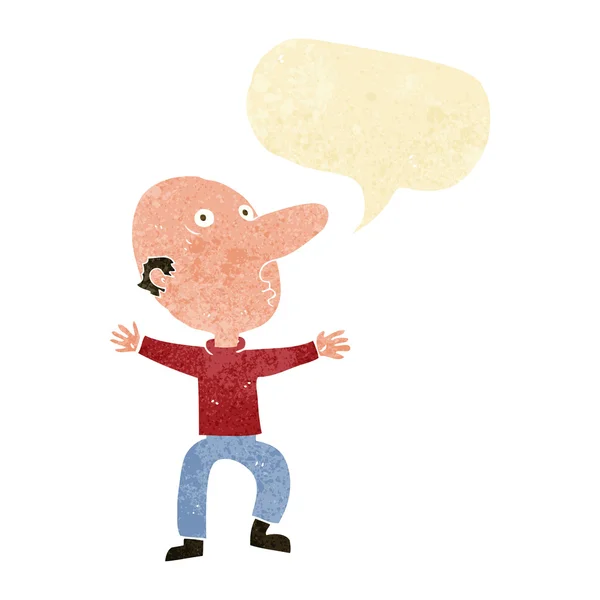 Cartoon worried middle aged man with speech bubble — Stock Vector