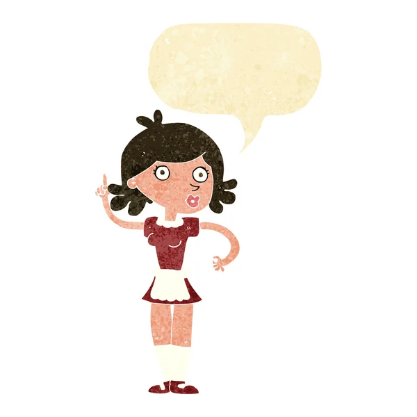 Dessin animé surprise femme de ménage avec bulle de parole — Image vectorielle