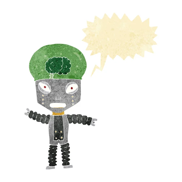 Cartoon future robot with speech bubble — Stock Vector