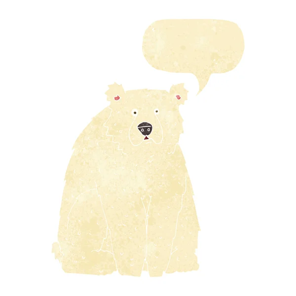 Cartoon grappige ijsbeer met tekstballon — Stockvector