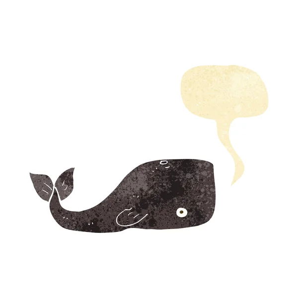 Balena cartone animato con bolla discorso — Vettoriale Stock