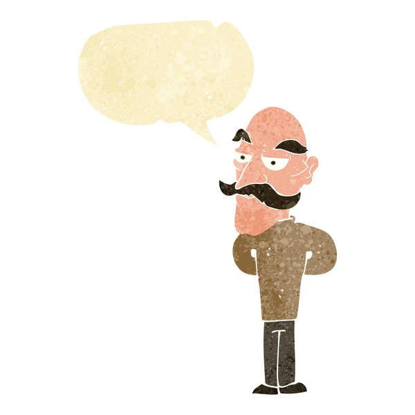 Hombre viejo de dibujos animados con bigote con burbuja de habla — Archivo Imágenes Vectoriales