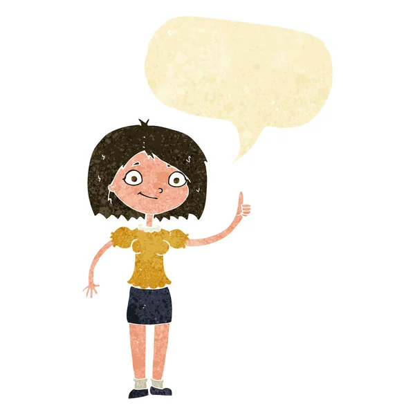 Cartoon woman with idea with speech bubble — Stock Vector