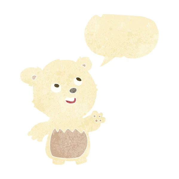 Dessin animé heureux petit ours polaire en peluche avec bulle de parole — Image vectorielle