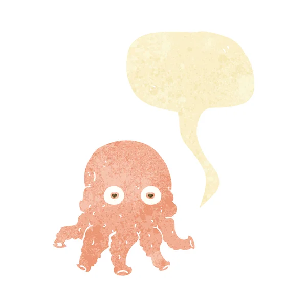Fumetto alieno calamaro faccia con discorso bolla — Vettoriale Stock