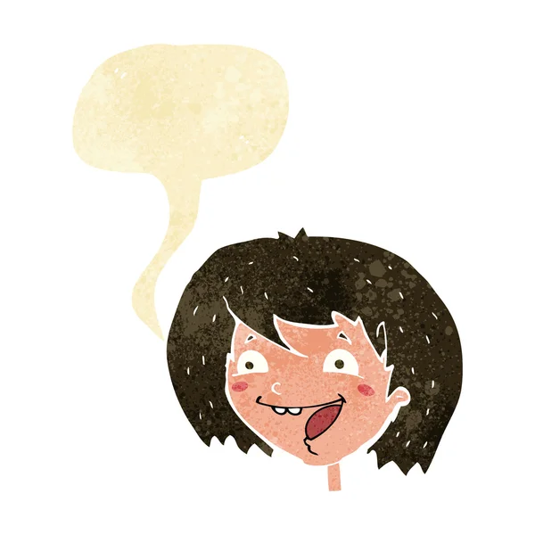 Cartoon happy girl with speech bubble — Stock Vector