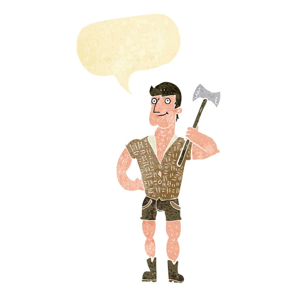 Cartoon lumberjack with speech bubble — Stock Vector