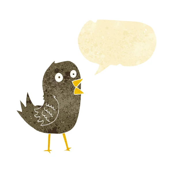 Dessin animé tweeter oiseau avec bulle de parole — Image vectorielle