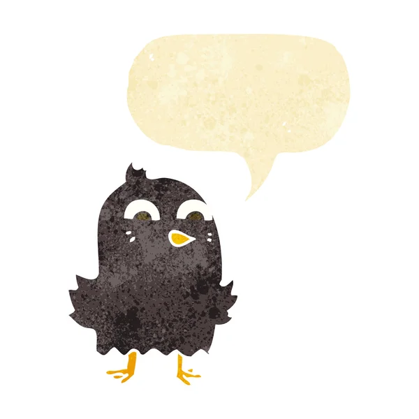 Drôle de dessin animé oiseau avec bulle de parole — Image vectorielle