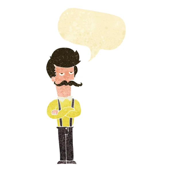 Cartoon man with mustache with speech bubble — Stock Vector