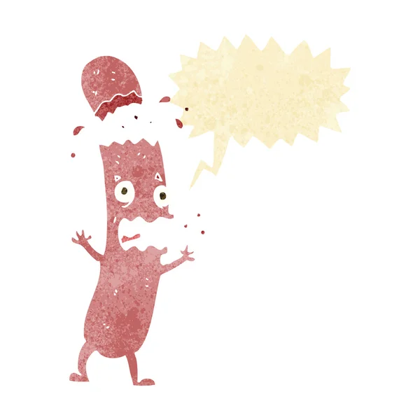 Dessin animé saucisse mal cuite avec bulle de parole — Image vectorielle