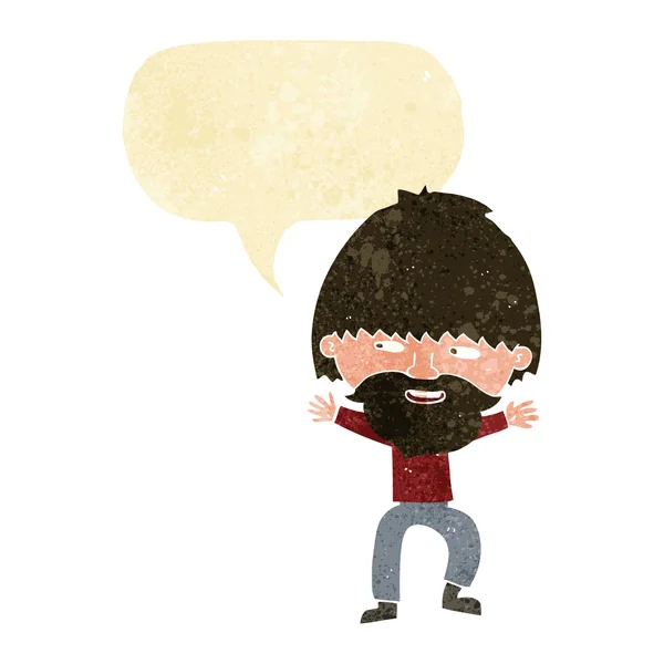 Мультфильм счастливый человек с бородой с пузырьком речи — стоковый вектор