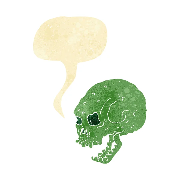 Calavera espeluznante de dibujos animados con burbuja del habla — Vector de stock