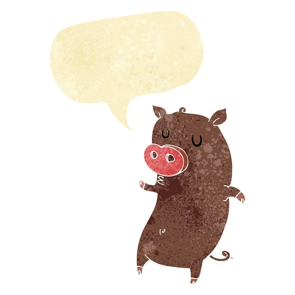 Divertido cerdo de dibujos animados con burbuja de habla — Vector de stock