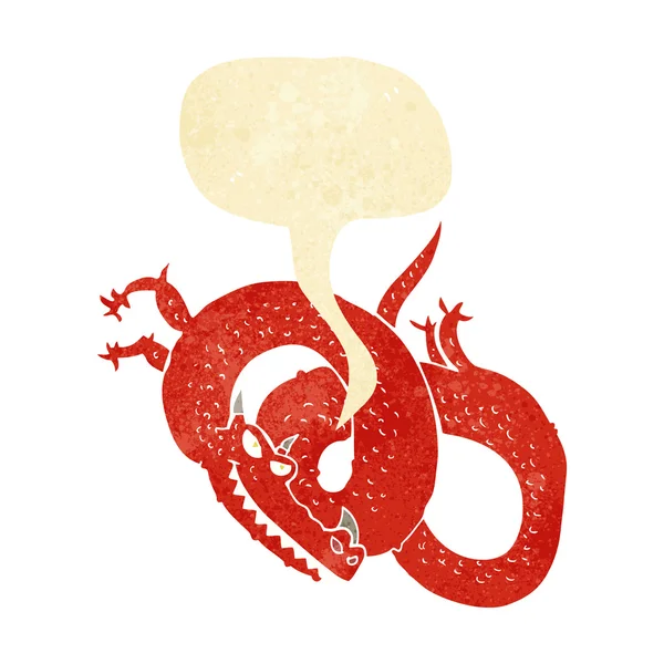 Dragon de dessin animé avec bulle de parole — Image vectorielle