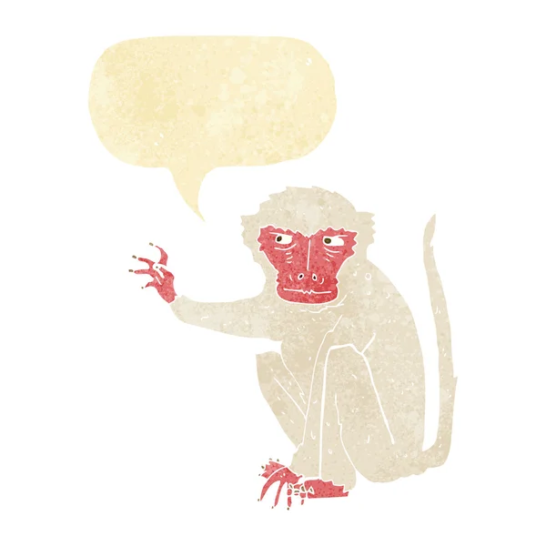 Scimmia cattiva cartone animato con bolla discorso — Vettoriale Stock