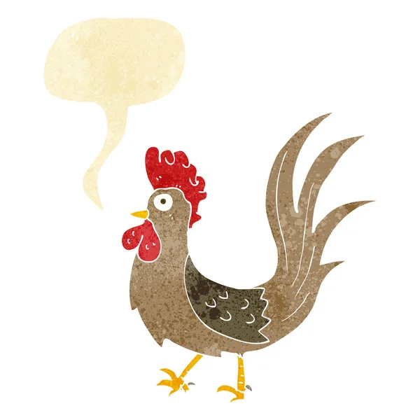 Gallo de dibujos animados con burbuja de habla — Vector de stock