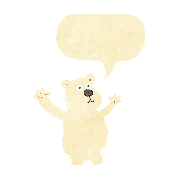 Cartone animato divertente orso polare con bolla discorso — Vettoriale Stock