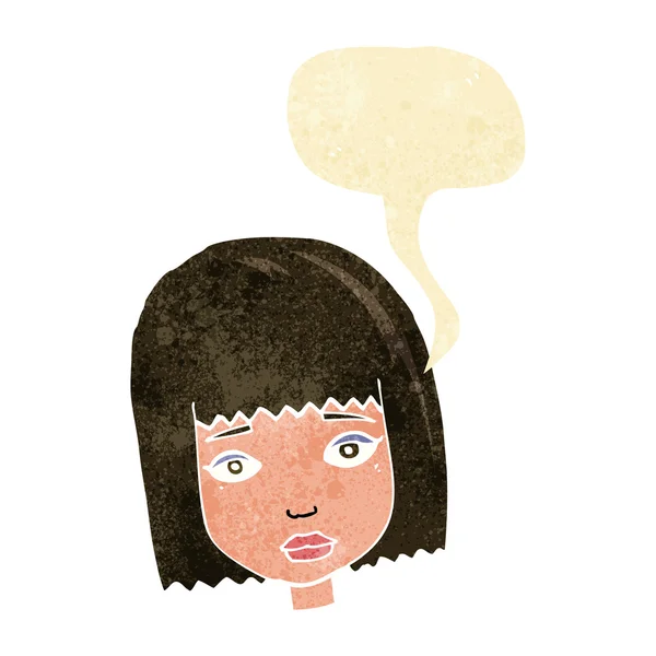Cara femenina de dibujos animados con burbuja del habla — Archivo Imágenes Vectoriales