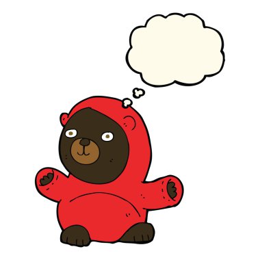 sevimli çizgi siyah ayı ile düşünce balonu