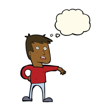 Çizgi filmci, düşünce baloncuğuyla kamp hareketi yapıyor.