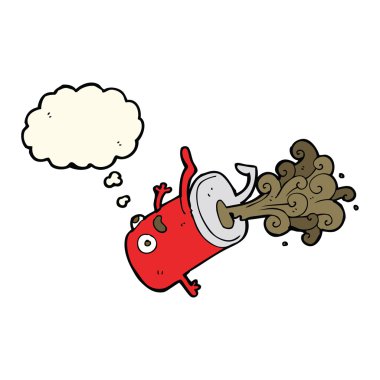 Düşünce baloncuklu eski içki kutusu.