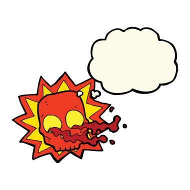 Cadılar Bayramı kafatası sembolü düşünce balonu ile çizgi film