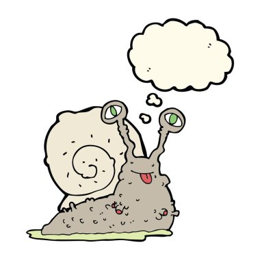 Düşünce baloncuklu iğrenç çizgi film sümüklüböceği